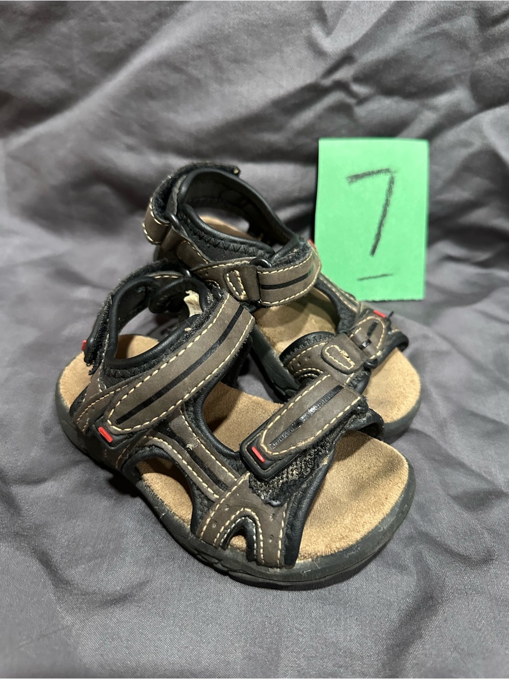 Kids Black and Tan Athletic Sandals - Adjustable Straps